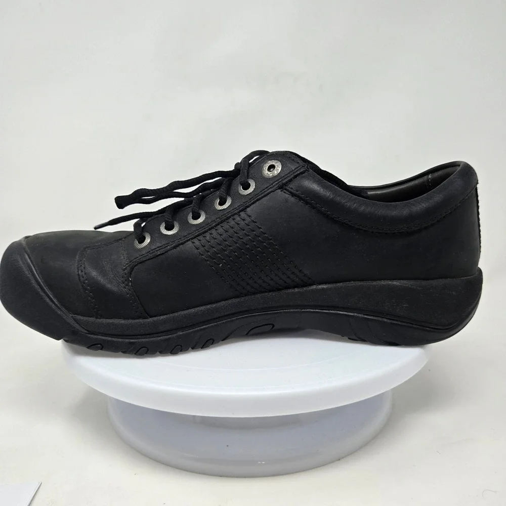 Keen Presidio Black Leather Oxford Walking Shoes Mens Low Top Sneakers